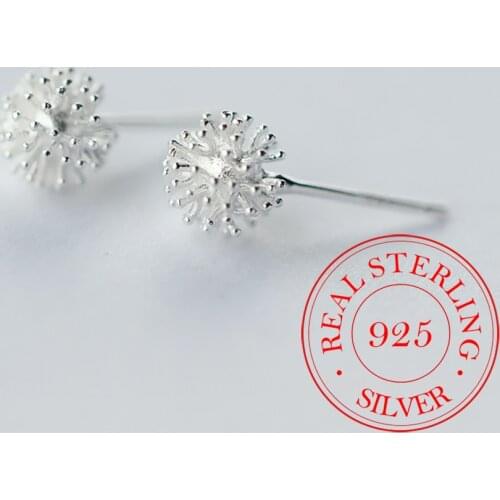 925 Sterling Silver Womens Jewelry Fashion Tiny 7mmX7mm Dandelion Stud Earrings Gift For Girls Kid brincos