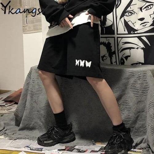 Joggers Women Oversize Baggy Butterfly Print Summer Shorts Vintage Harajuku Streetwear Gothic Plus Size High Waist Shorts Female