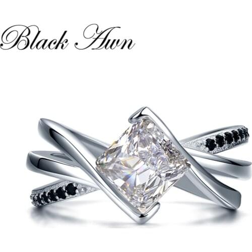 [BLACK AWN] 925 Sterling Silver Jewelry Trendy Wedding Rings for Women Engagement Ring Femme Bijoux Bague Size 6 7 8 C083