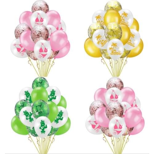 10pcs Hawaii Party Balloons Beach Bikini Pattern Latex Balloons Adult Birthday Decoration Wedding Hawaii Beach Party Supplies
