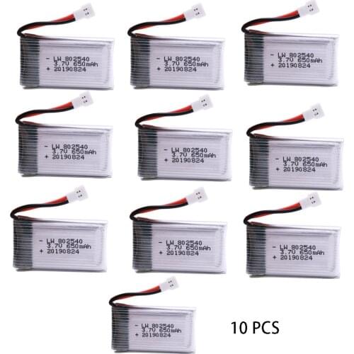 10pcs/lot 3.7V 650mAh Lipo Battery + (5 ni 1) Charger For SYMA X5C X5C-1 X5 X5SC X5SW M68 K60 HQ-905 CX30 RC Quadcopter battery