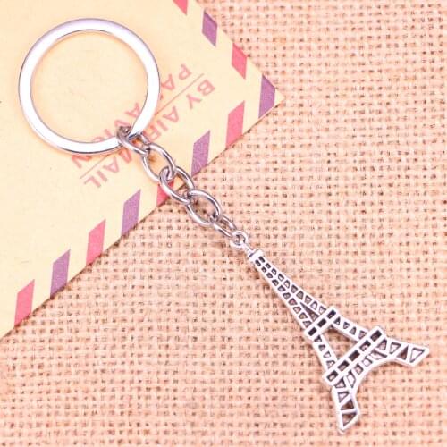 20pcs New Fashion Keychain 44x24mm eiffel tower paris Pendants DIY Men Jewelry Car Key Chain Ring Holder Souvenir For Gift