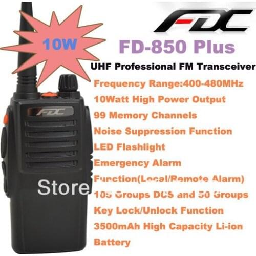 2013 New Arrival FD-850 Plus 10Watt UHF 400-470MHz Professional FM Transceiver walkie talkie 10km 10w waterproof ham radio
