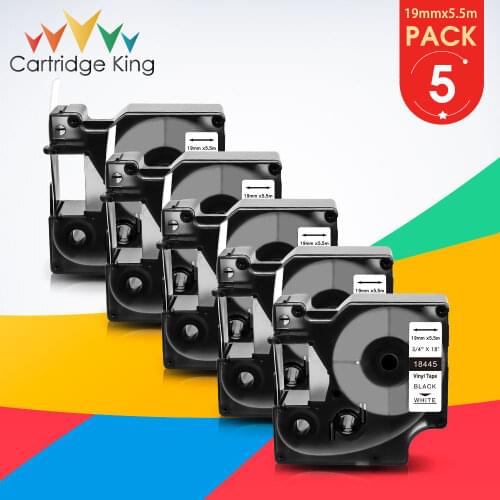 5PK 18445 Replace for Dymo Rhino IND Vinyl Label 19mm Black on White Label Printer for Dymo Rhino 4200 5000 5200 6000 Typewriter