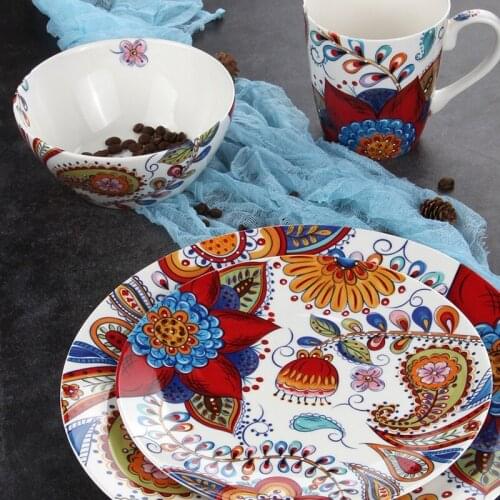 8.5 Inch steak dish salad bowl Western dish delicate hand-painted ceramic new bone china dish bowl set household