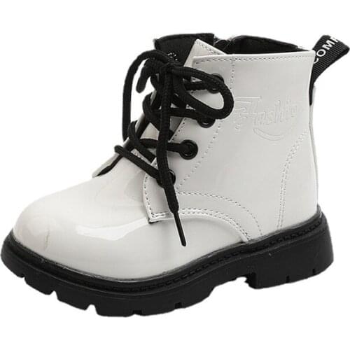 Girls white boots boy Martin boots 2021 new students single antiskid flat boots baby children color short boat