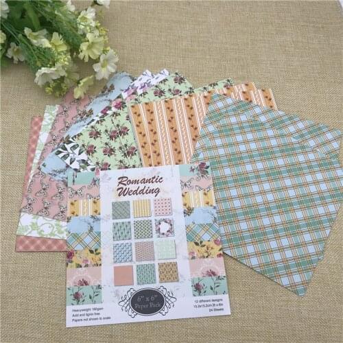 24 sheet 6"X6" Romantic Wedding of the flower patterned paper Scrapbooking paper pack handmade craft paper craft Background pad
