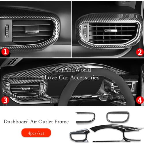 For Ford Explorer 2020 Center Console Dashboard Air Condition Outlet Panel Frame Cover Trims Carbon Fiber Car Interior Accessory