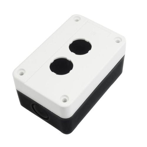 Black White Plastic Two Push Button Switch Control Station Box Case