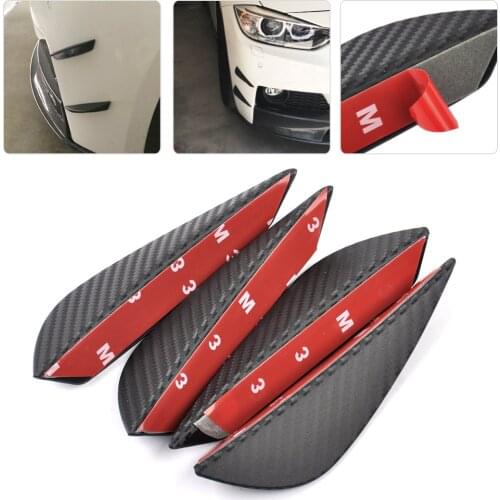CITALL 4pcs 13.2cm Carbon Fiber Texture Car Front Bumper Protector Body Spoiler Fins Lip Canards Splitter for Ford Honda Audi VW