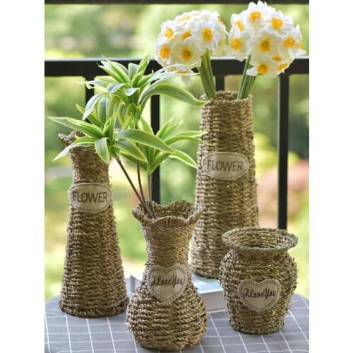Flower Vase Decoration Home Weave Flower Pot Flower BasketRattan Vases for Flowers
