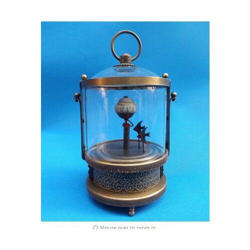 Decoration brass factory Pure Brass Antique Old Interesting Collectible Decorated Wonderful Copper fish Mechanical Table Clock