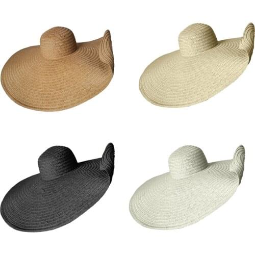 Women Beach Hat Summer Floppy Foldable Wide Brim Roll up Sun Beach Straw Hat UV Protection Beach Cap Vacation Travel