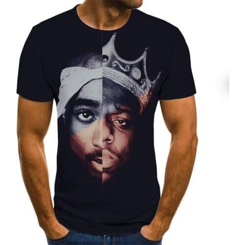 3D printed cartoon T -shirt summer fun head print t shirts hip-hop men T shirt shirt black polyester T shirt short-sleeved men