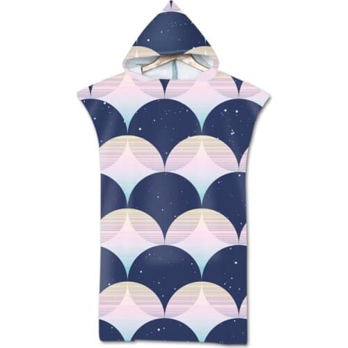 Microfiber Fish Scale Printing Changing Robe Bath Towel Outdoor Hooded Beach Towel Poncho Women Man Swimming Bathrobe Cloak