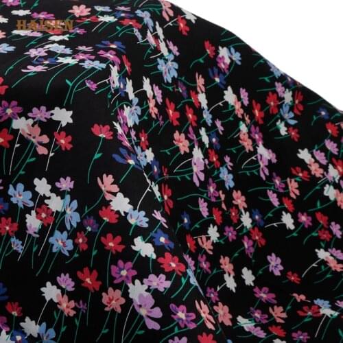 Spring Summer Cotton Poplin,Calico,Printed Black Floral Fabric,Plain Cloth,For Dress,Shirt,Clothes,DIY Sewing Textile Material