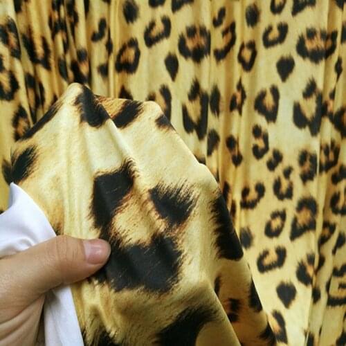 Good 4 Side Stretch Dress Fabric Cotton/Spandex knitted Fabric Yellow Leopard Print Fabric DIY Sewing Skirt/T-Shirt/Cheongsam