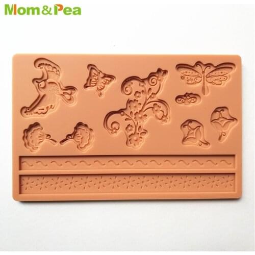 Free shipping Silicone Moulds lace Shape Fondant and Gum Paste Mold Cake Embossing Decoration Mold Bird Butterfly