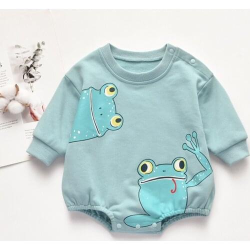 Baby Girl Clothes Newborn Baby Rompers for Spring Summer Cartoon Print Frog Infant Boys Jumpsuit Kids Clothes Long Sleeve