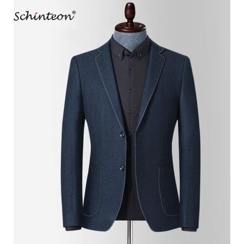 Schinteon Men New Korean Blazer Jacket Slim Fit Outwear Smart Casual High Quality Party Wedding Clothing Spring