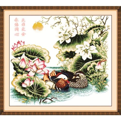 Together forever cross stitch kit 14ct 11ct pre stamped canvas cross stitching animal lover embroidery DIY handmade needlework