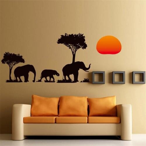 Sticker Wall Elephants Family Tree Forest Sun Newest Creative Home Decal Living Room Sofa Wall Decor Wallpaper Sticker