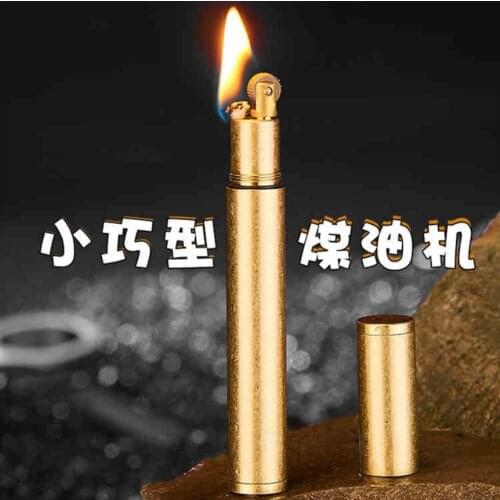 New Cool Mini pure copper compact portable creative gasoline petroleum oil lighter can be put into cigarette case (no Kerosene)
