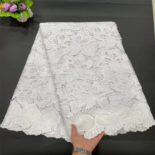 Latest African French Guipure Beaded Lace Fabric High Quality Lace Material Nigerian Tulle Net Laces Fabrics DP53