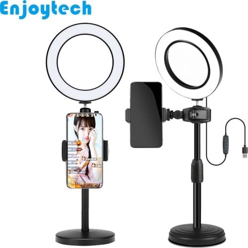 New Desktop Mounts Holder Stands for Mobile Phones Tripod with 16cm LED Ring Flash Lamp Light for Video Bloggers