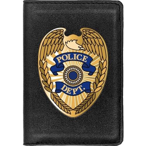 Police Dept. Badge Passport Case Personality Leather Men Women Travel ID Credit Card Holder Cover