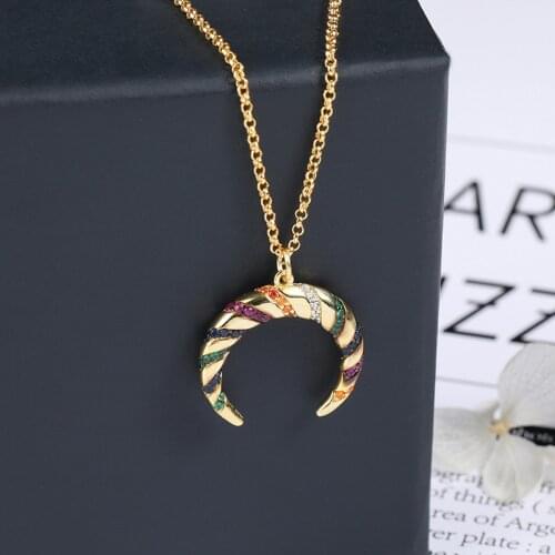 Euro Jewelry Fashion Inlay Colorful Stone Necklace Women Gold Color India Necklaces Jewelry New Collier Femme Zk30