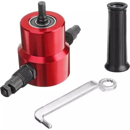 Metal Sheet Cutter Double Head Iron Saw Nibble Cutting Tool Electric Drill Attachment Metal Plate Shear Scissors Punch Hole