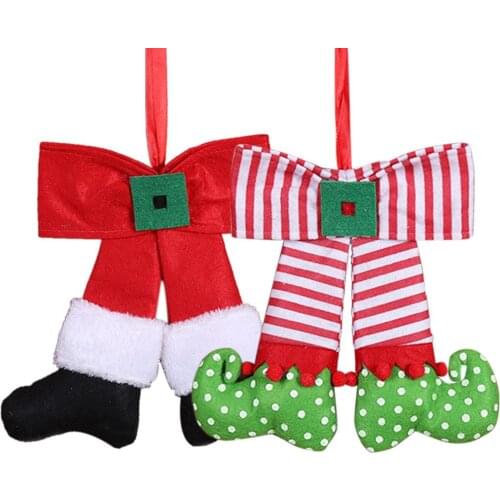 Christmas Cloth Bow Decoration Cute Elf Christmas Tree Doll Hanging Ornament For New Year Christmas Docoration Gift For Children