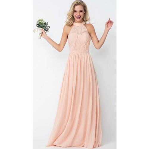 Halter Chiffon Maxi Dress of Bridesmaid