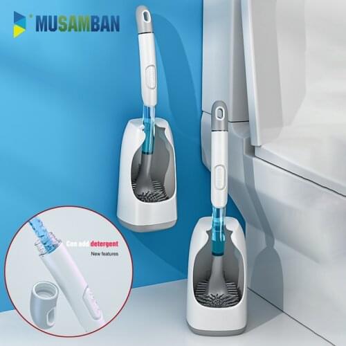 MUSAMBAN Silicone Toilet Brush Holder No Dead Corners Household Items Wash Toilet Cleaning Tools Brush Bathroom Accessories Set