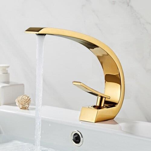 Nordic brass hot and cold waterfall basin faucet bathroom faucet household wash basin black basin faucet modern bathroom faucet
