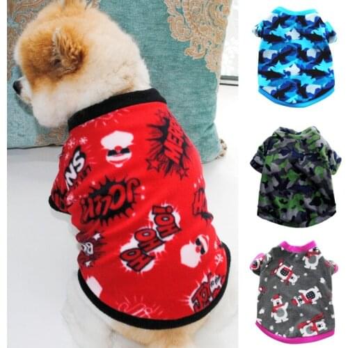 Bear Printed Pet Puppy Coat Warm Fleece Dog Clothes Dogs Sweatshirt Jacket French Bulldog Pullover Camouflage Dog Cat Clothing