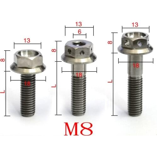 Titanium Bolts Flange Hex Head Screw M8x 20 25 30 35 40 45 55mm pitch1.25mm Fit motor bicycle car Tiremet