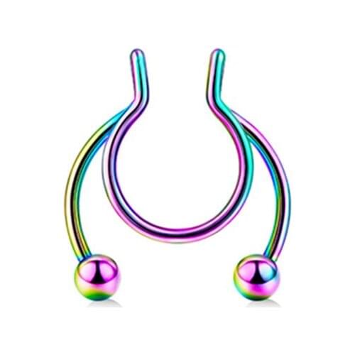 U Shaped Fake Septum Nose Hoop Rings Stainless Steel Faux Nose Septum Ring Non Piercing Clip On Nose Hoop Rings Body Piercing 1