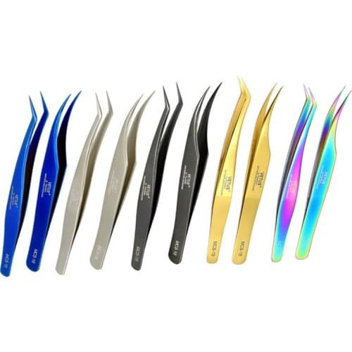 VETUS Excellent Closure Eyelash Tweezers Professional 3D Volumn Eyelash Extension Tweezers Anti-magnetic Eye Makeup Tools