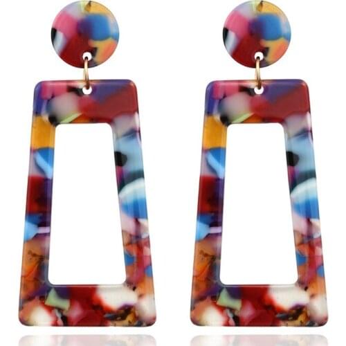 2021 Trend Jewelry Acrylic Drop Hanging Dangle Earrings For Women Girl Fashion Cute Beautiful Geometry Colorful Leopard Earring