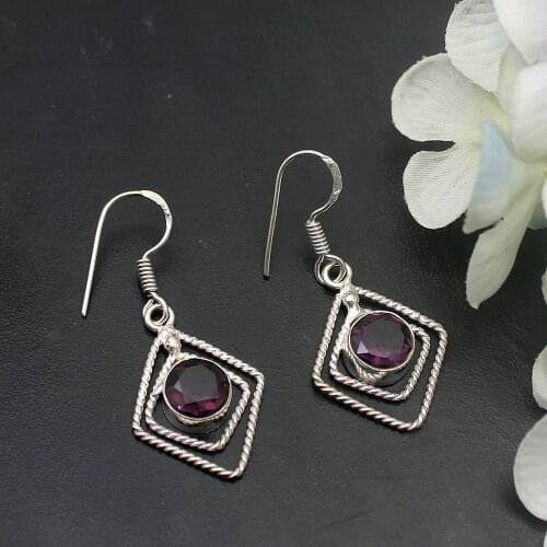 Hermosa Round Shape Gentle Purple Amethystt For Women Drop Dangle Earrings 1 1/2 inch A694