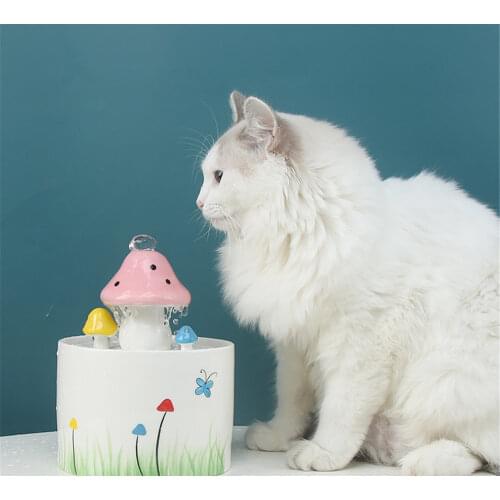 1.6L Cat Drinking Water Fountain For Cats Ceramic Mushroom Dogs Drinking Auto Cat Water Fountain Water Dispenser Pet Drinkers