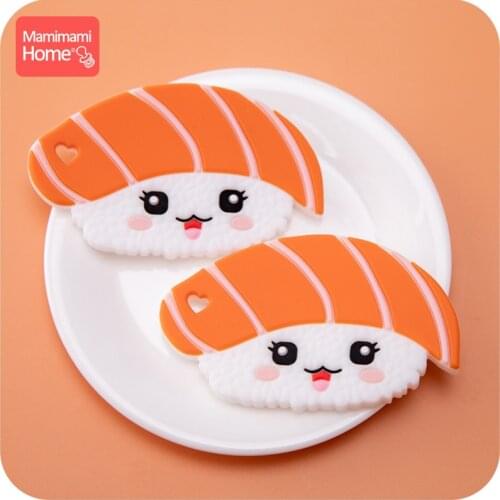 1PC Baby Teether Silicone Teething Pendants Sushi Chewable Silicone Teeth Beads Tiny Rod Silicone Tooth Teether Childrens Goods