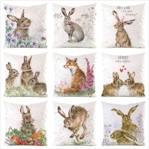 45cm*45cm **Rabbit** Inimitated Silk Fabric Throw Pillow Covers Couch Cushion Cover Home Decorative Pillows Pillow Case