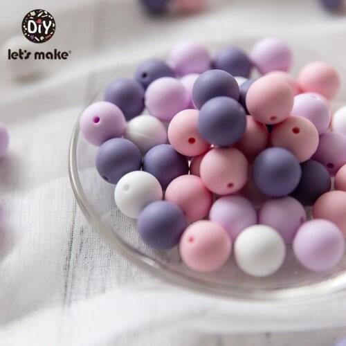 Lets Make Silicone Beads 50pc Round 15mm Silicone Beads Baby Teething Beads BPA FREE Kids Toys DIY Teething Beads Baby Teether