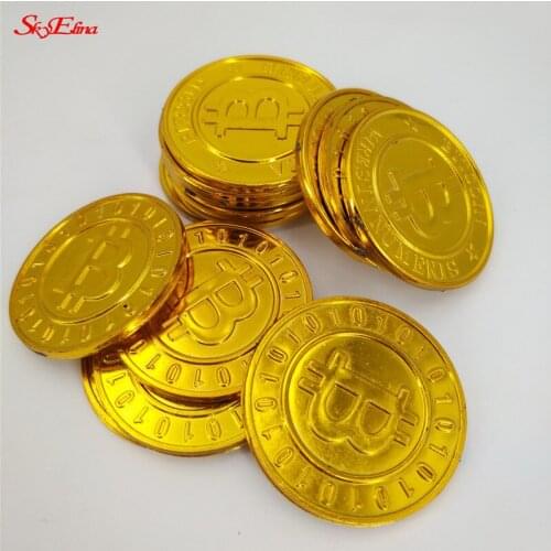 50pcs Plastic Gold Plated Bitcoin Pirate Gold Coin Art Collection Gift Children Toy Gold Coin 5zhh264