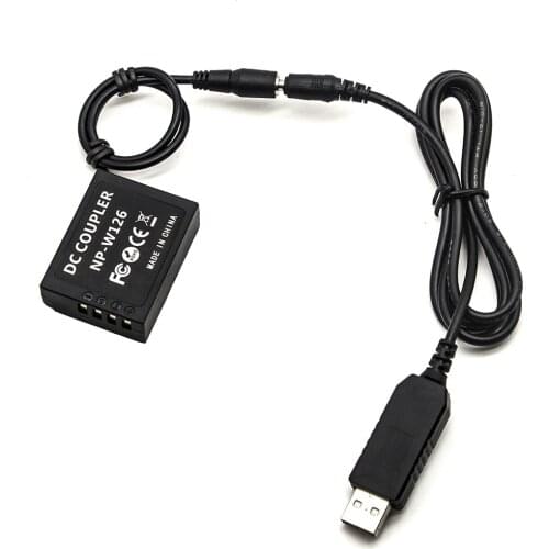 W126 Dummy Battery + USB Adapter Charging Cable for Fujifilm Fuji Camera and Power Bank replace CP-W126 NP-W126 as AC-V9