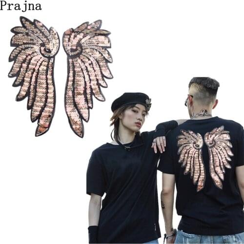 Large Sequins Gold Wings Patch Iron On Patches On Clothes Decoration DIY Accessories Embroidered Patches For Clothing Appliques