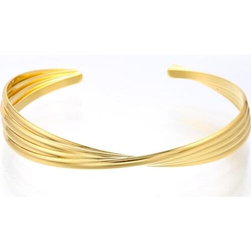 Twist Open Cuff Bangle elegant Multilayer Bracelets For Women Golden Jewelry Noeud Armband Pulseiras
